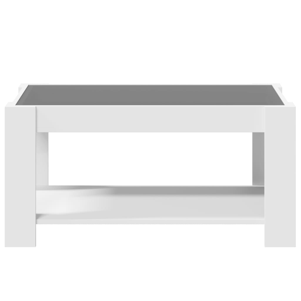 Salontafel met LED 93x53x45 cm bewerkt hout wit