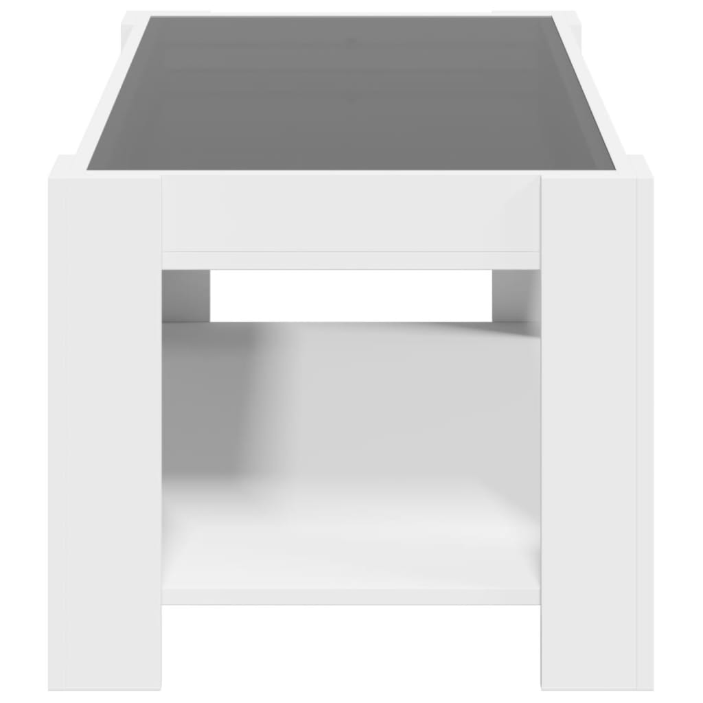 Salontafel met LED 93x53x45 cm bewerkt hout wit