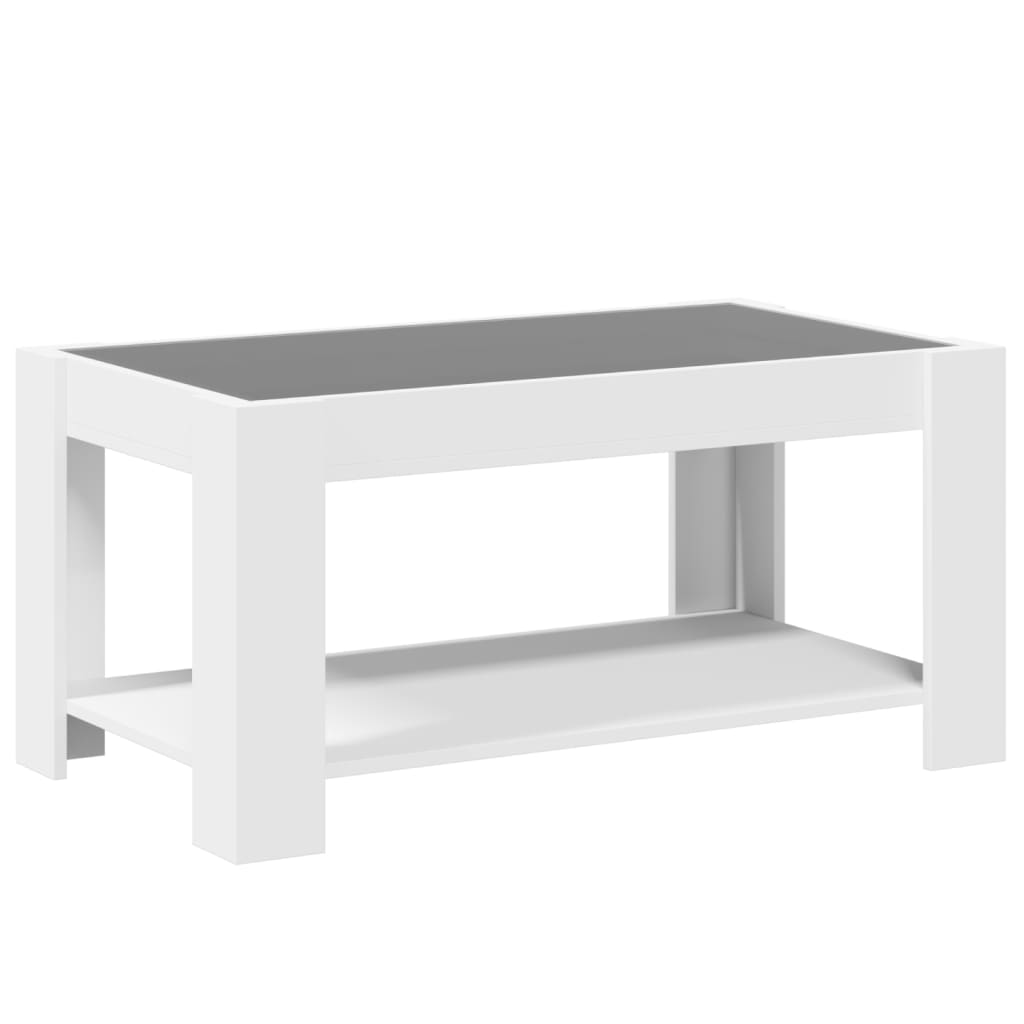 Salontafel met LED 93x53x45 cm bewerkt hout wit