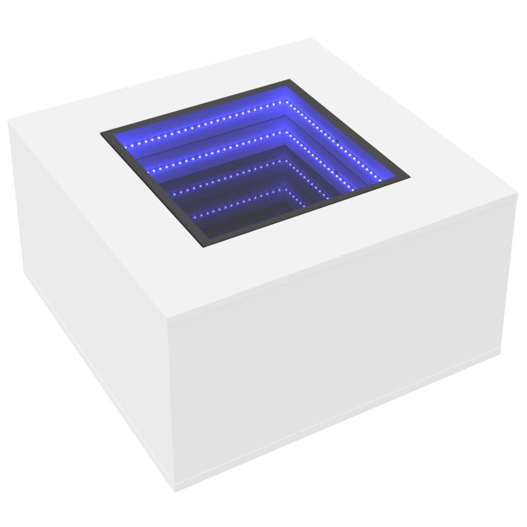 Salontafel met LED 60x60x40 cm bewerkt hout wit