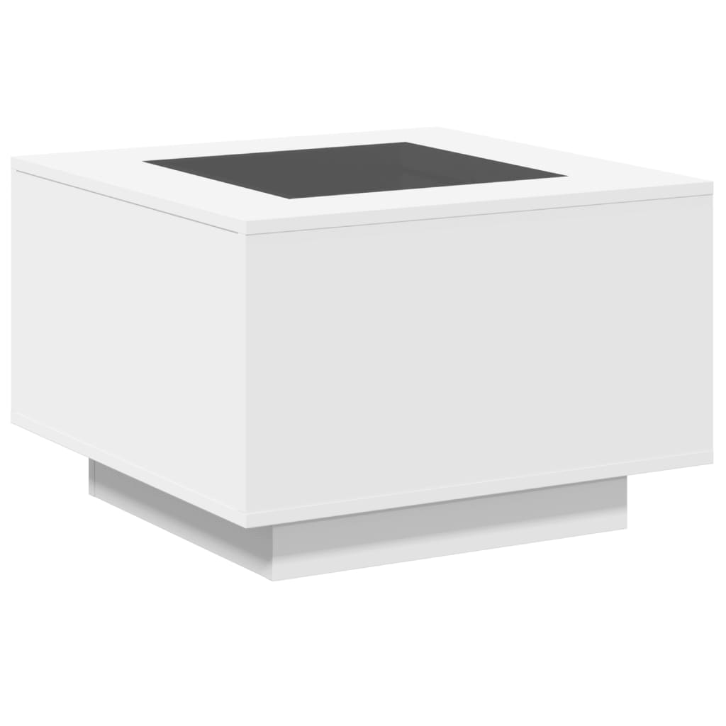 Salontafel met LED 60x60x40 cm bewerkt hout wit