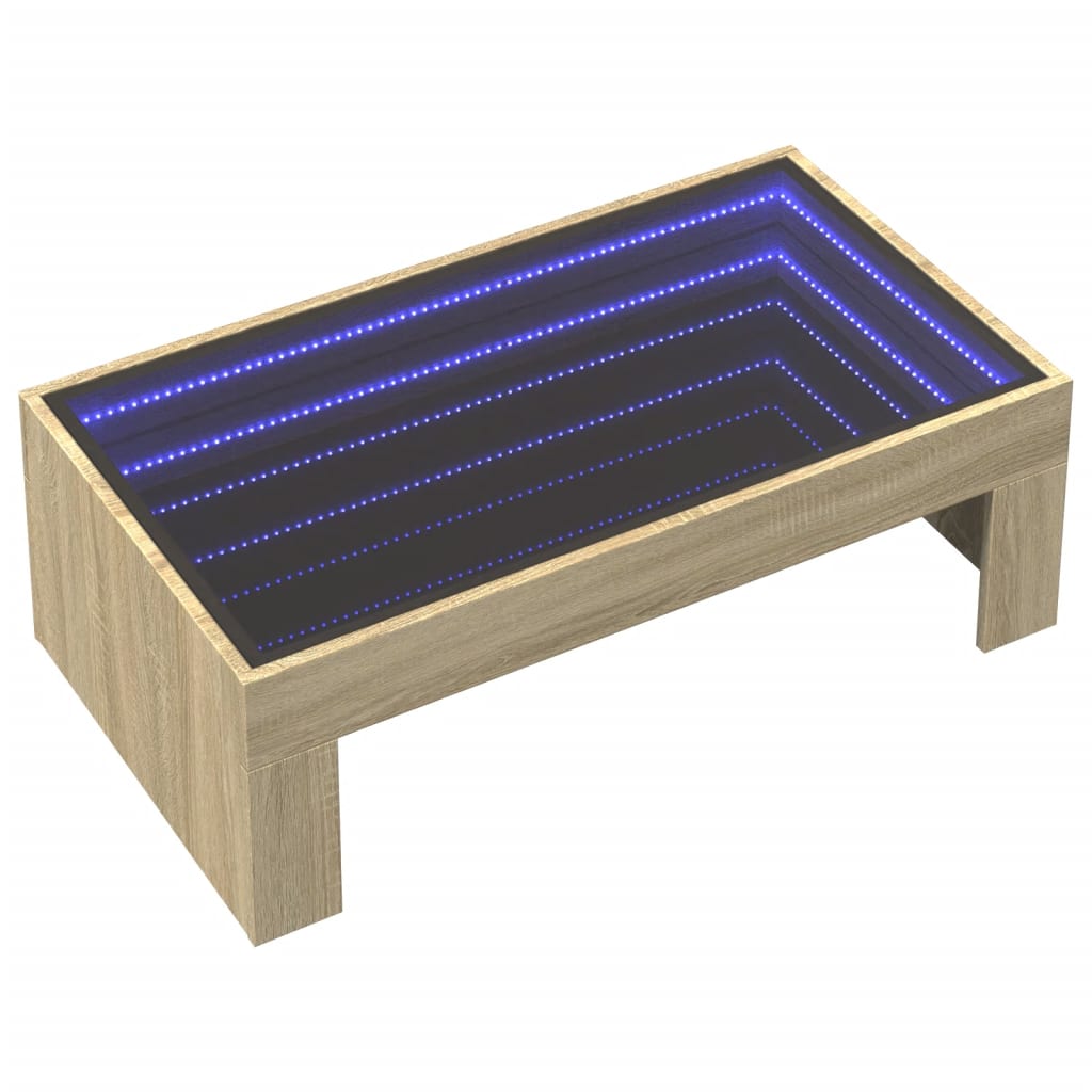 Salontafel met Infinity LED 90x50x30 cm sonoma eikenkleurig