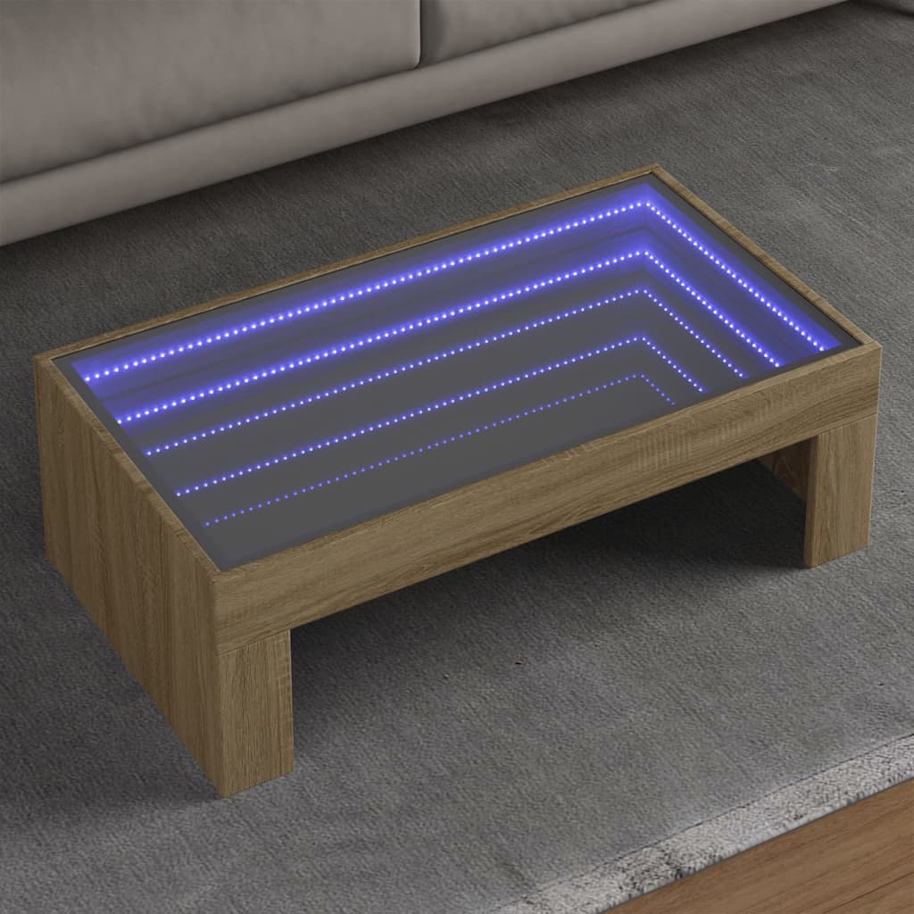 Salontafel met Infinity LED 90x50x30 cm sonoma eikenkleurig