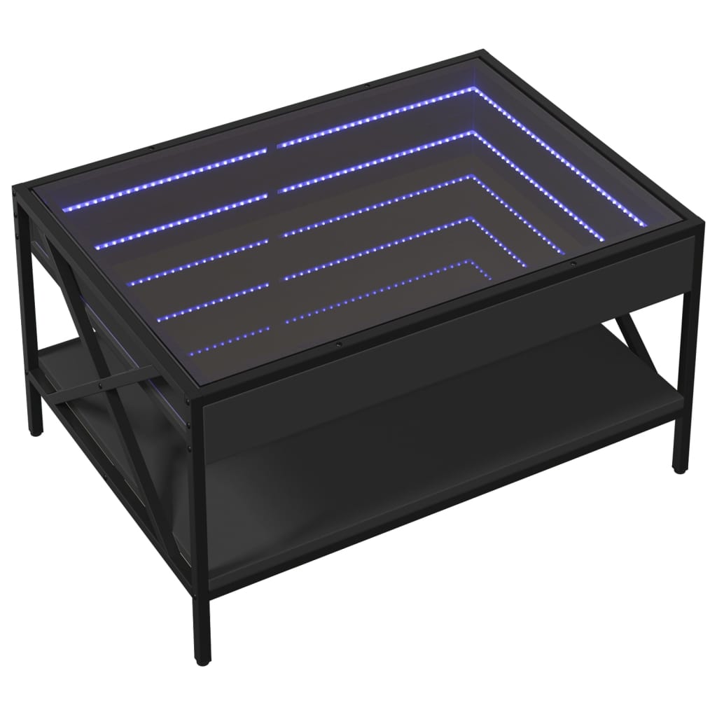 Salontafel met Infinity LED 70x50x38 cm zwart