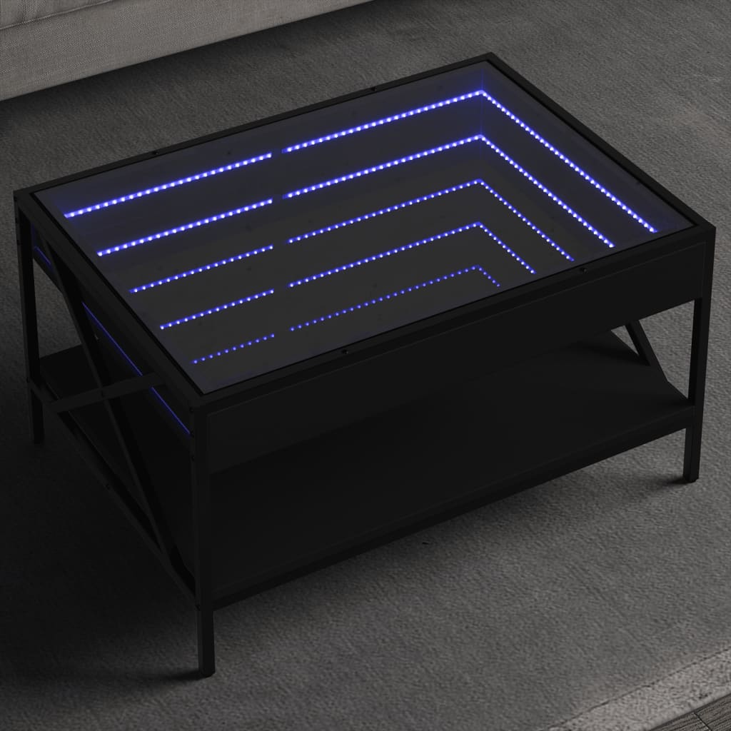 Salontafel met Infinity LED 70x50x38 cm zwart