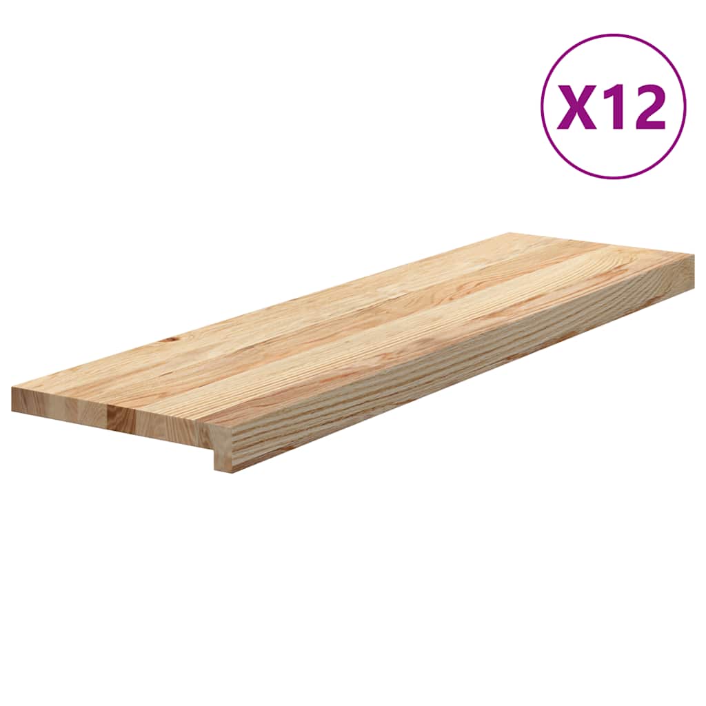 Traptreden 12 st 90x25x2 cm onbehandeld massief eikenhout