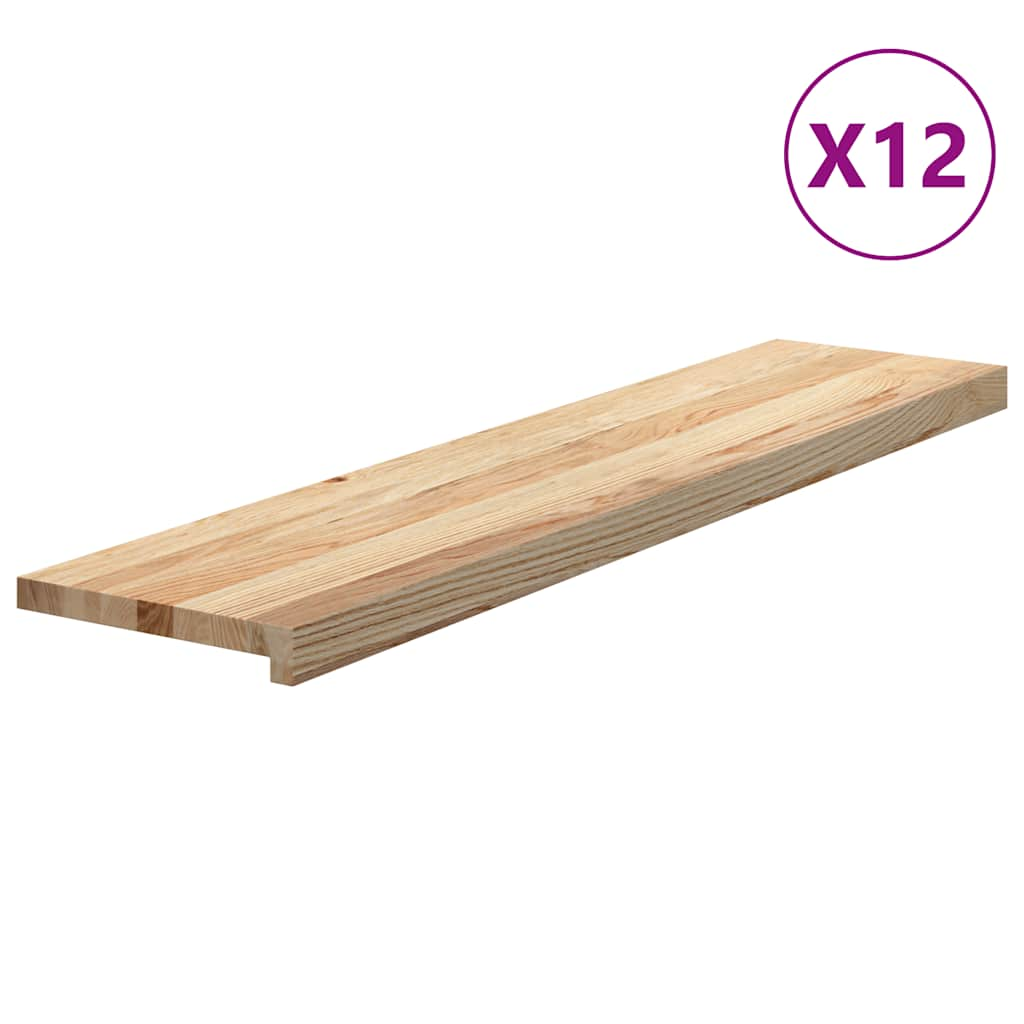 Traptreden 12 st 110x25x2 cm onbehandeld massief eikenhout