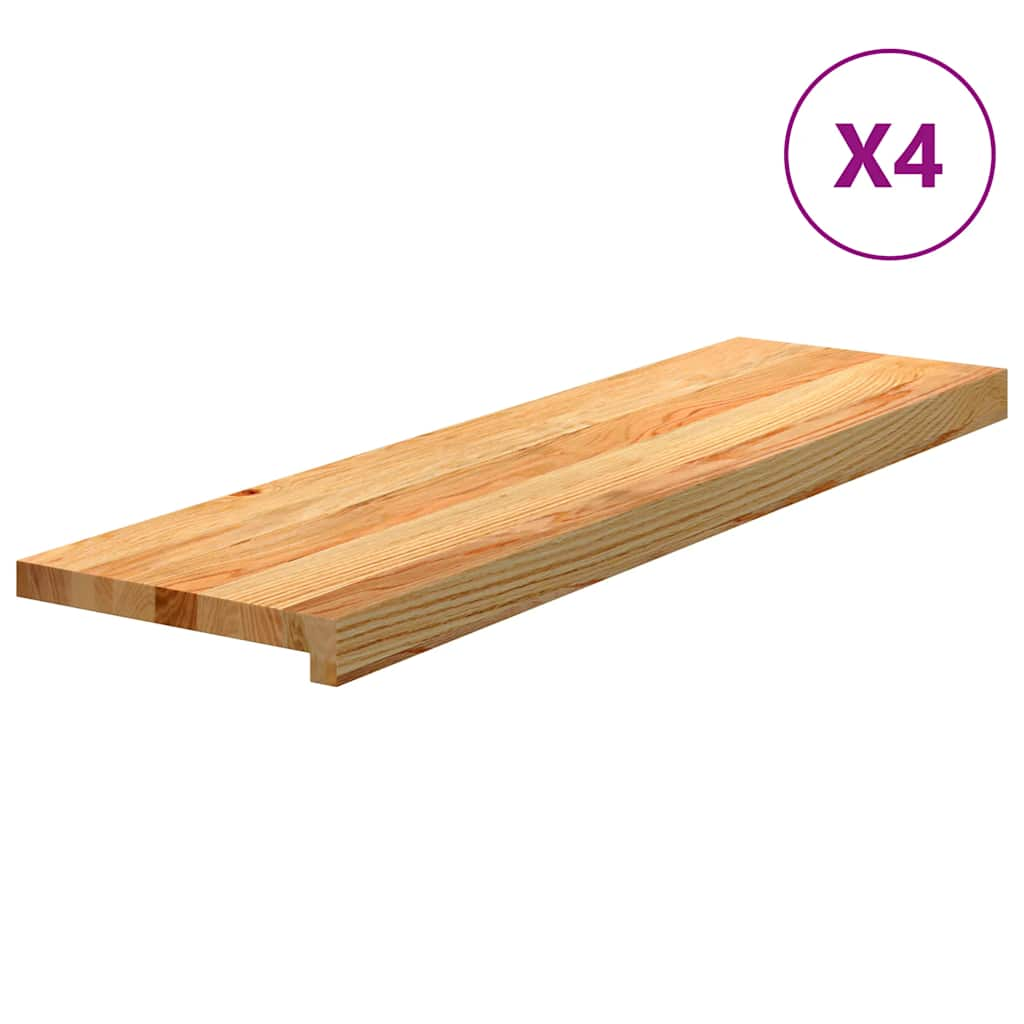 Traptreden 4 st 90x30x2 cm massief eikenhout lichtbruin