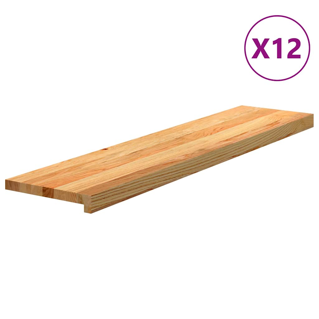 Traptreden 12 st 110x30x2 cm massief eikenhout lichtbruin