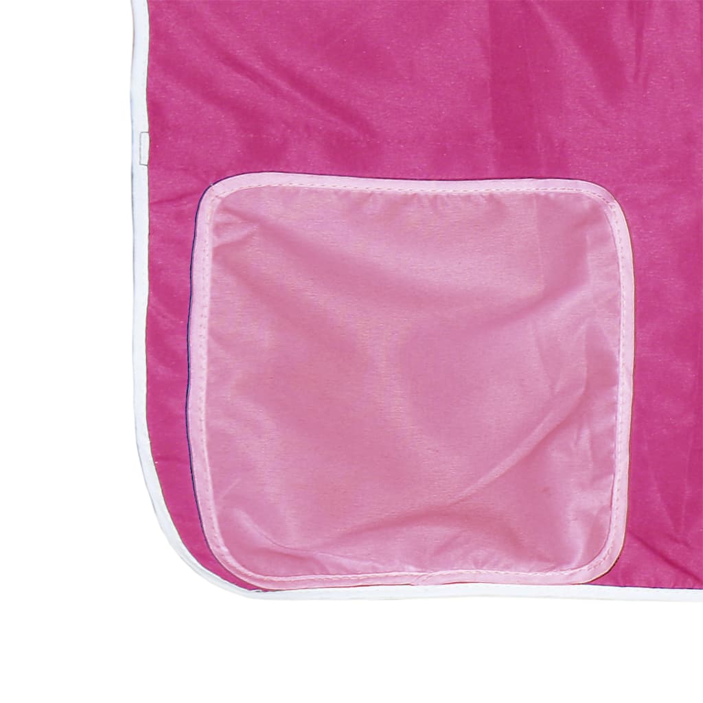 Stapelbed met gordijnen 90x190 cm grenenhout roze