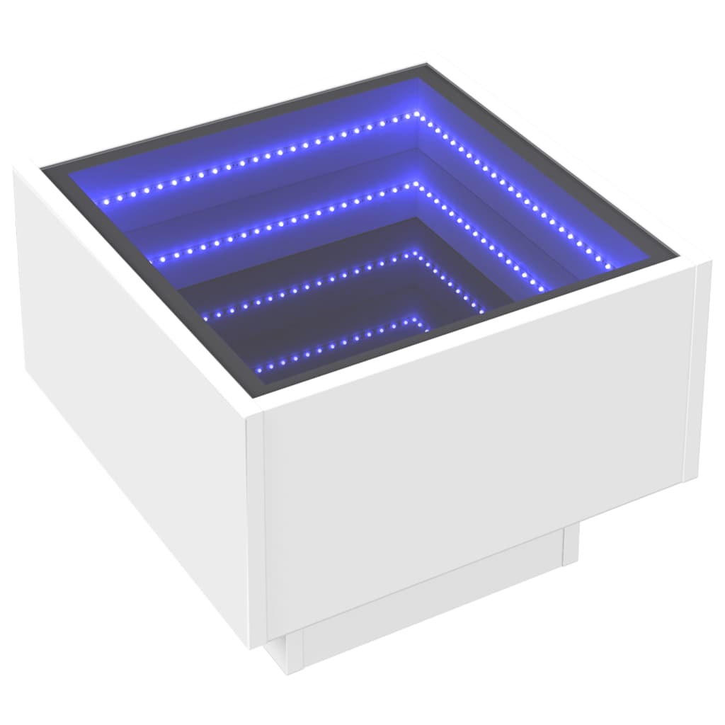 Nachtkastje met Infinity LED 40x40x30 cm wit