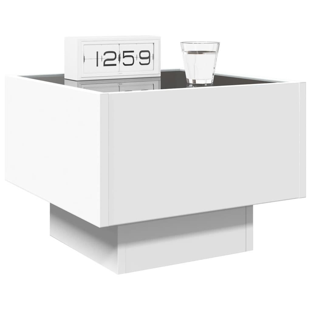 Nachtkastje met Infinity LED 40x40x30 cm wit