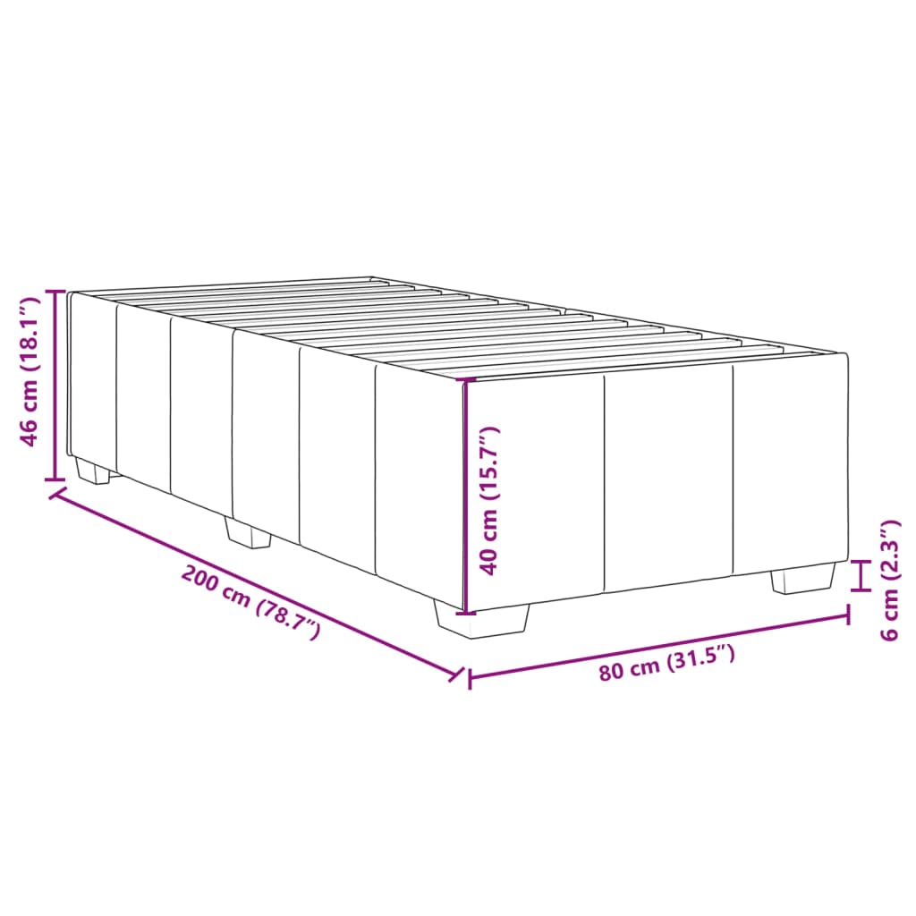 Bedframe stof zwart 80x200 cm