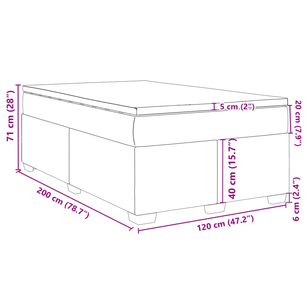 Boxspring met matras fluweel lichtgrijs 120x200 cm