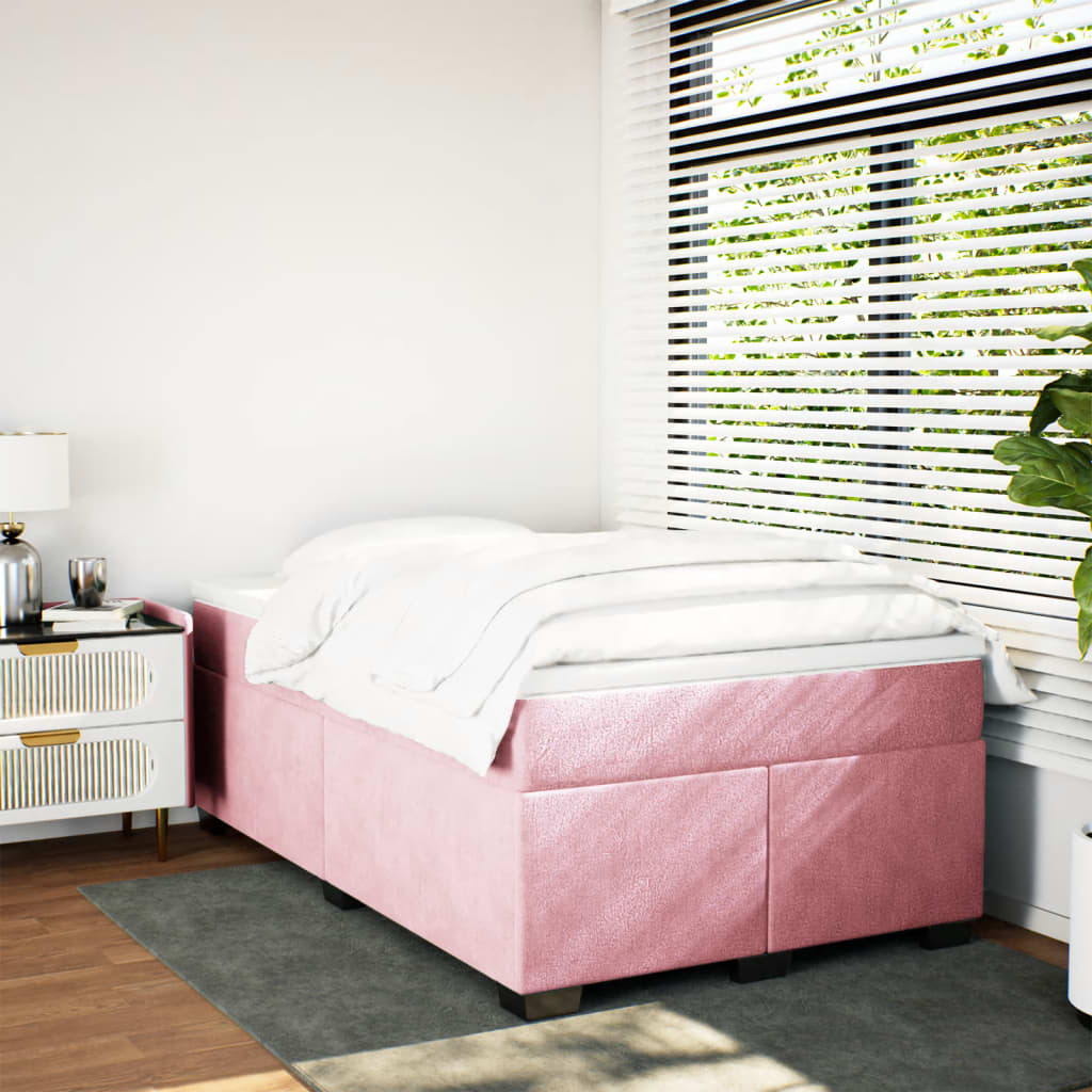 Boxspring met matras fluweel roze 120x200 cm