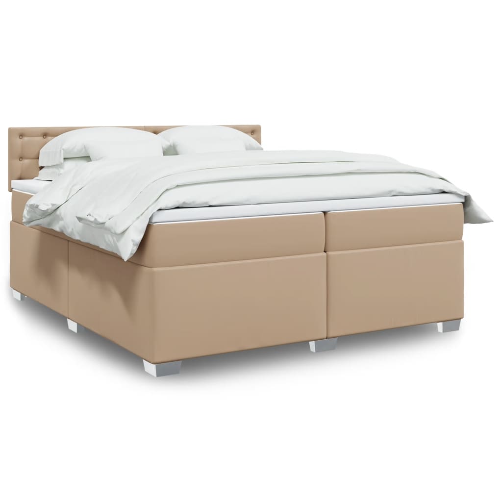 Boxspring met matras kunstleer cappuccinokleurig 200x200 cm