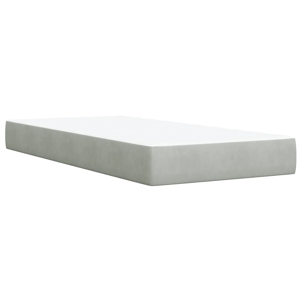 Boxspring met matras fluweel lichtgrijs 100x200 cm