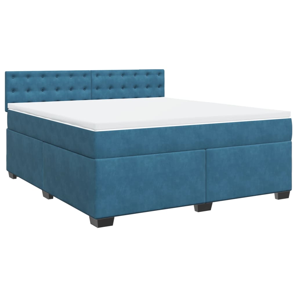 Boxspring met matras fluweel blauw 180x200 cm