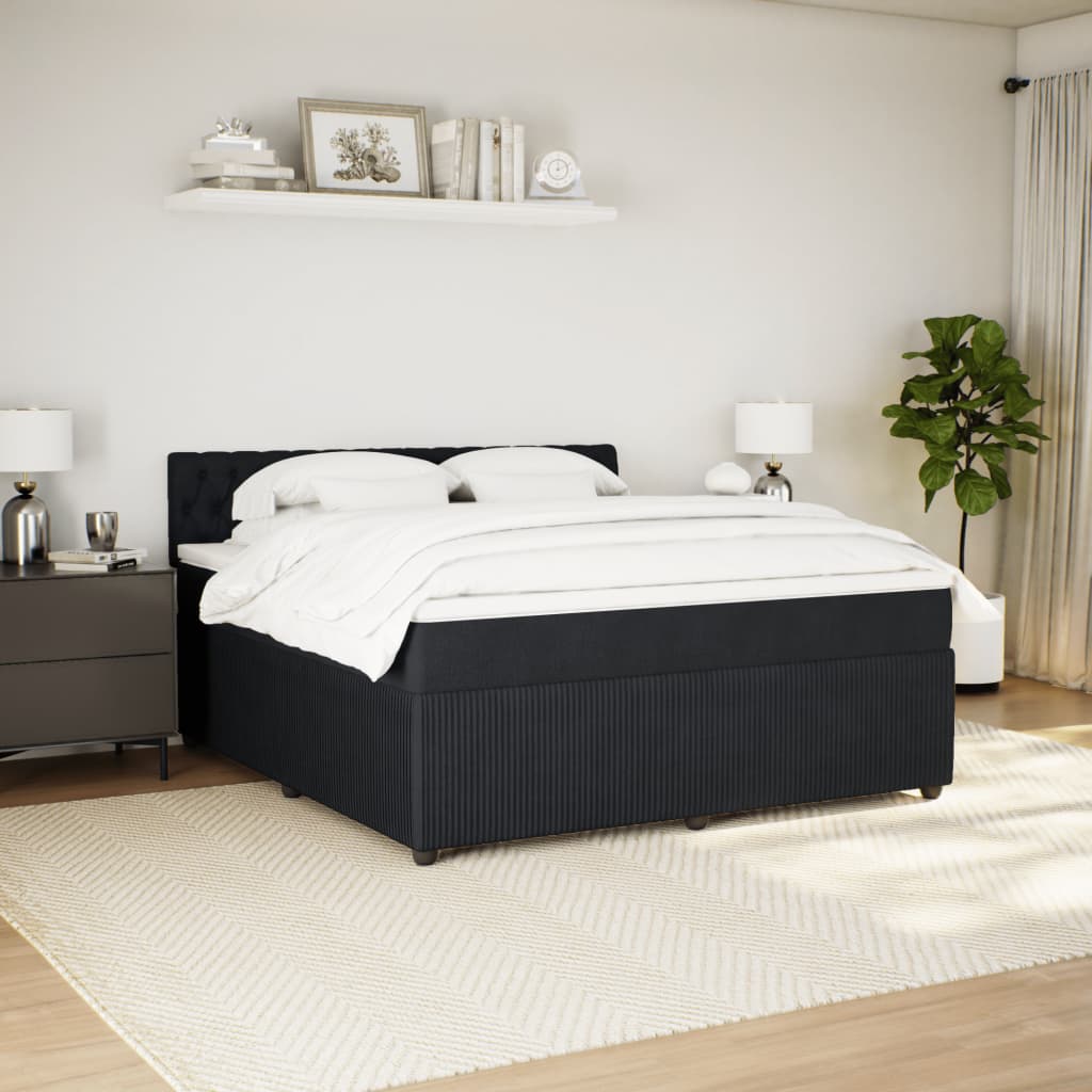 Boxspring met matras fluweel zwart 180x200 cm