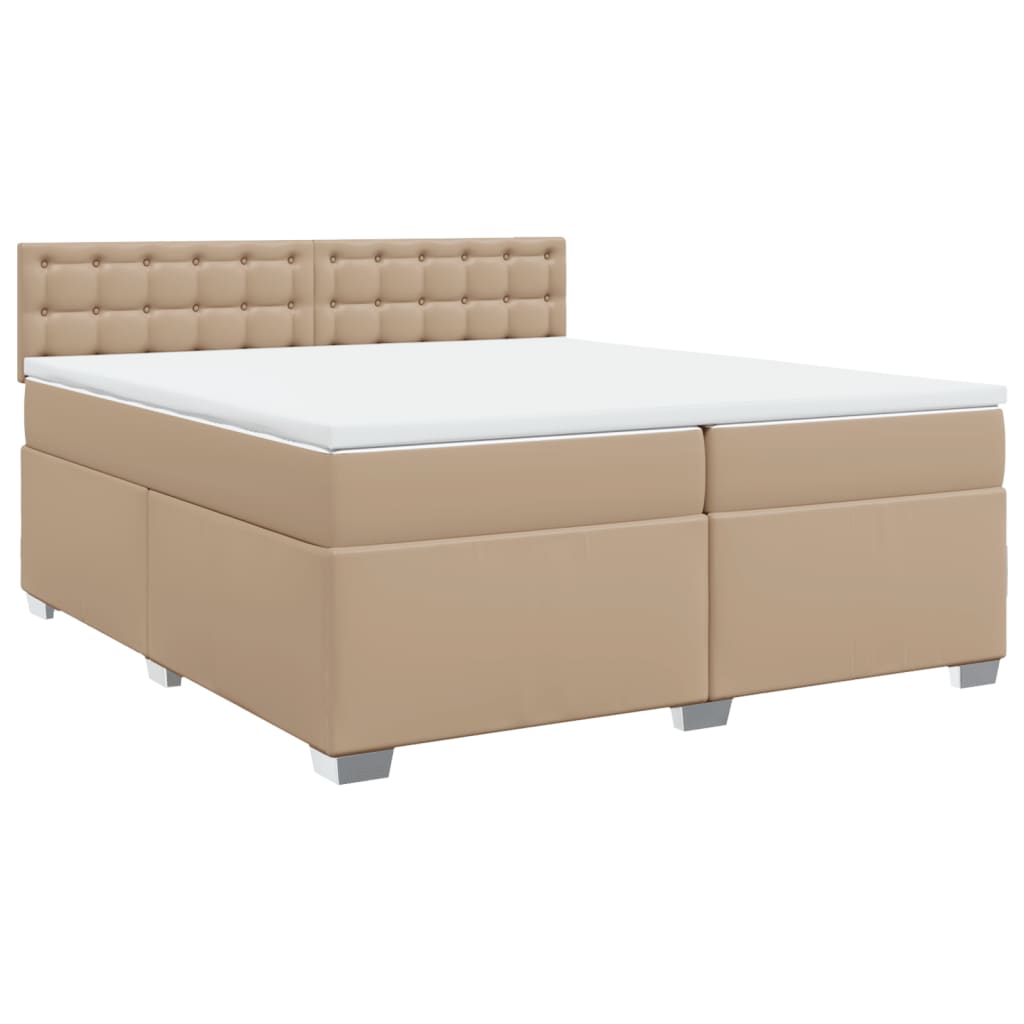 Boxspring met matras kunstleer cappuccinokleurig 200x200 cm