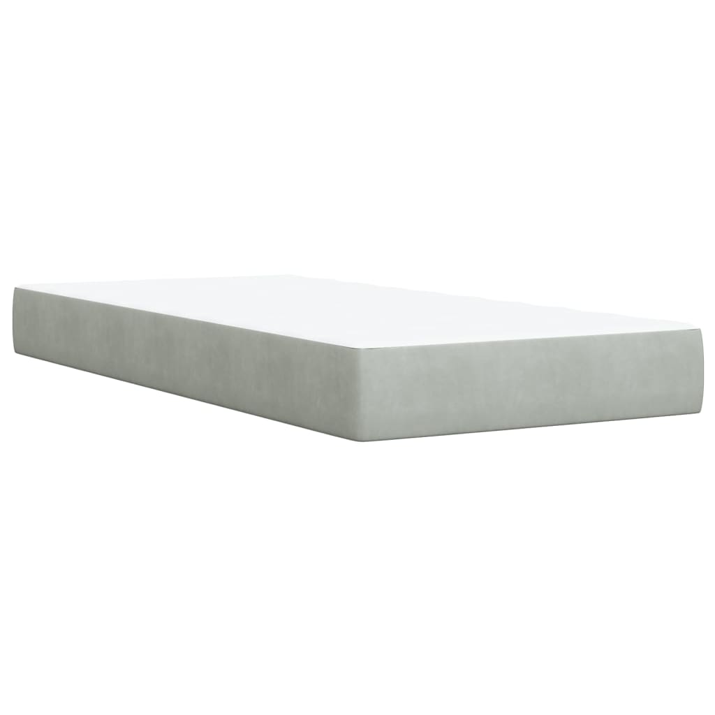 Boxspring met matras fluweel lichtgrijs 90x190 cm