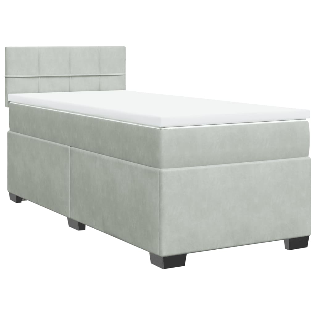 Boxspring met matras fluweel lichtgrijs 90x190 cm