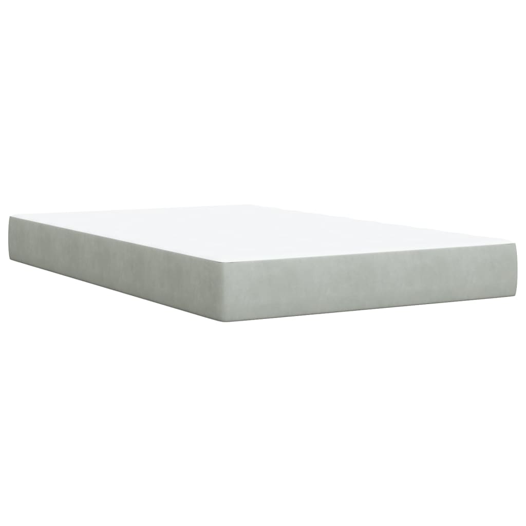 Boxspring met matras fluweel lichtgrijs 120x200 cm