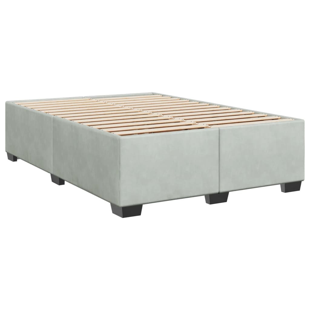 Boxspring met matras fluweel lichtgrijs 140x190 cm