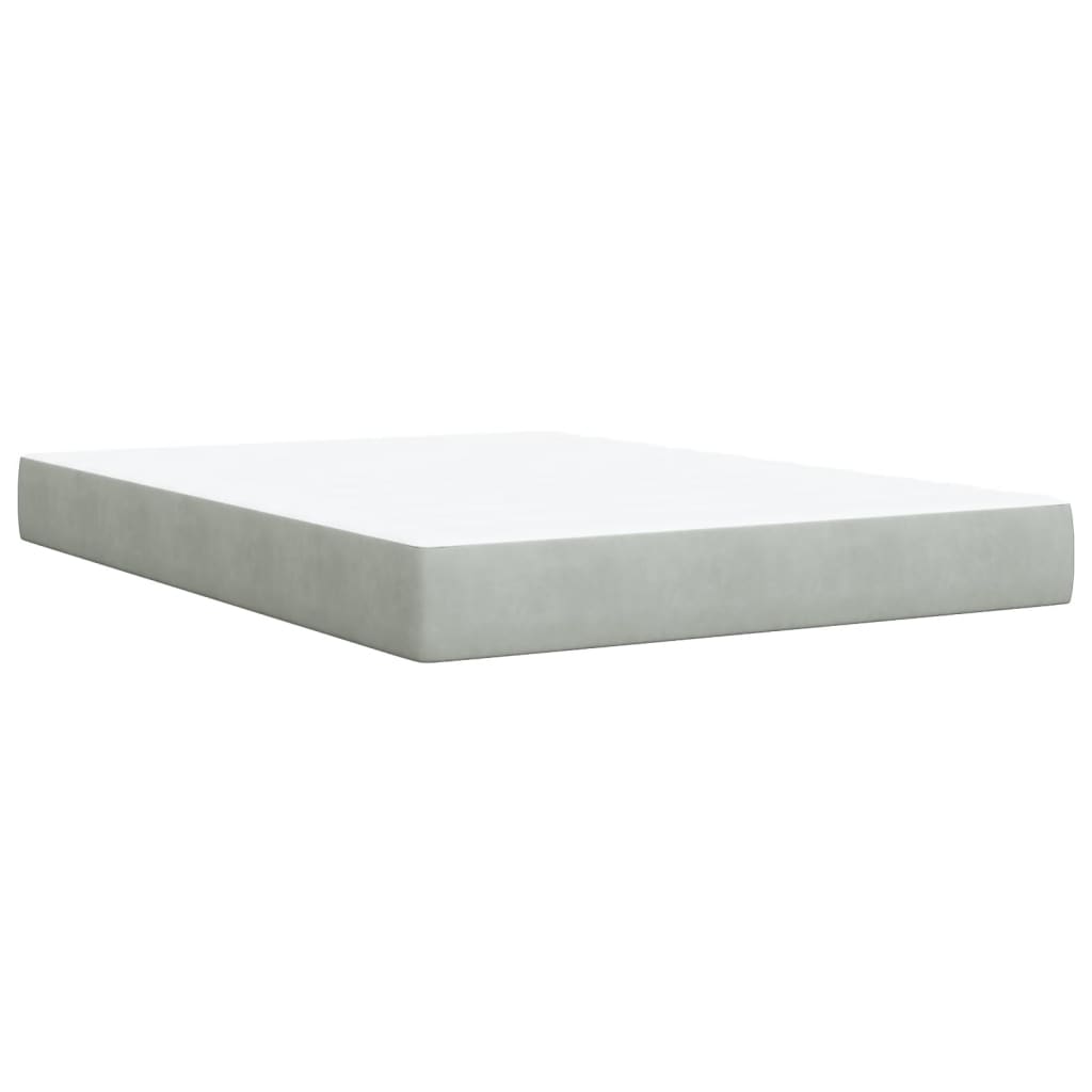 Boxspring met matras fluweel lichtgrijs 140x190 cm