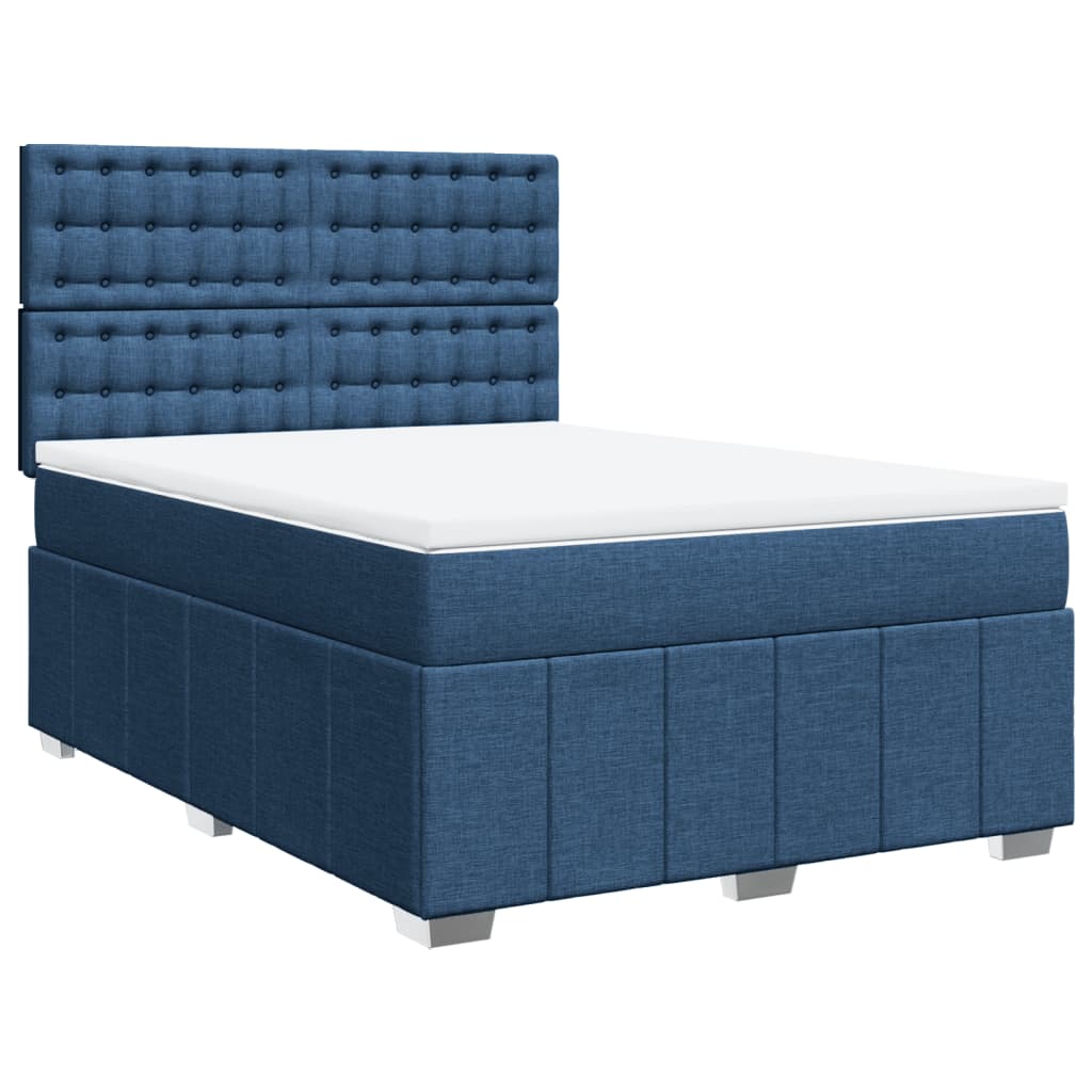 Boxspring met matras stof blauw 140x200 cm