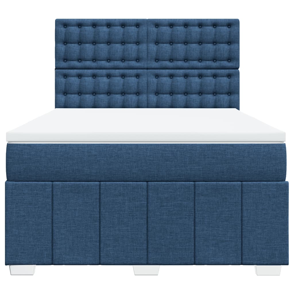 Boxspring met matras stof blauw 140x200 cm