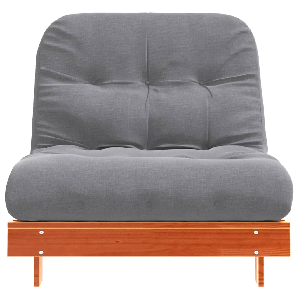 Futon slaapbank met matras 80x206x11 cm grenenhout wasbruin