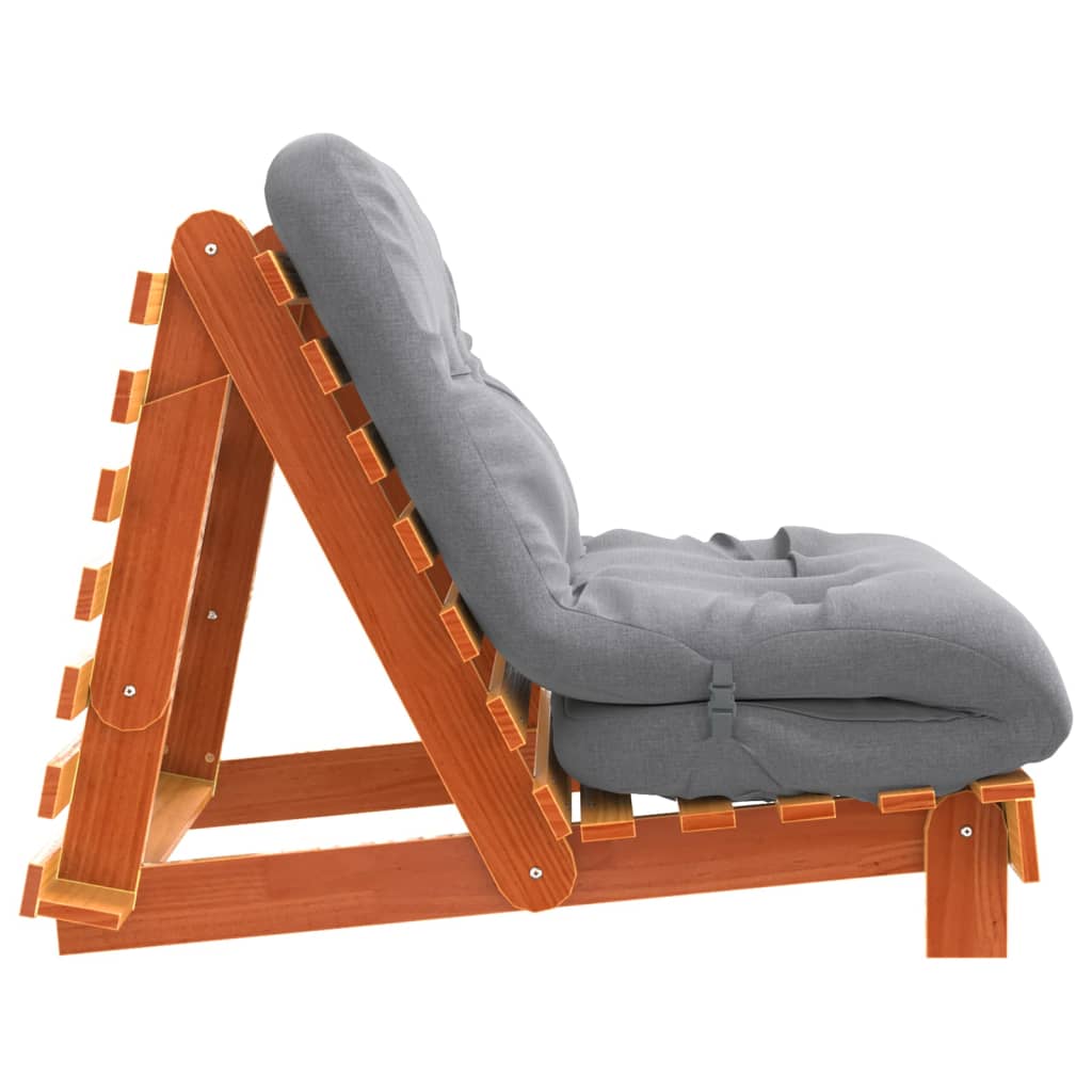Futon slaapbank met matras 80x206x11 cm grenenhout wasbruin