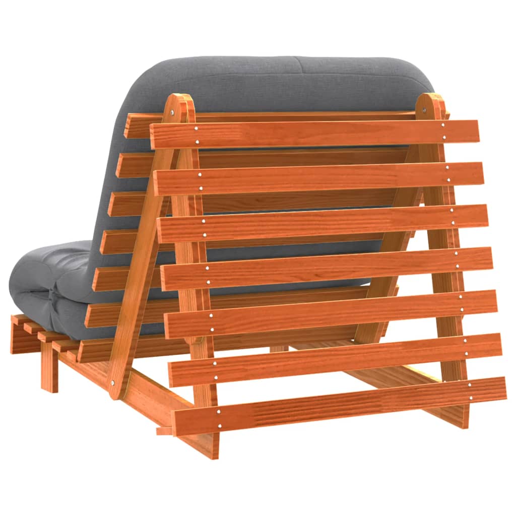 Futon slaapbank met matras 80x206x11 cm grenenhout wasbruin