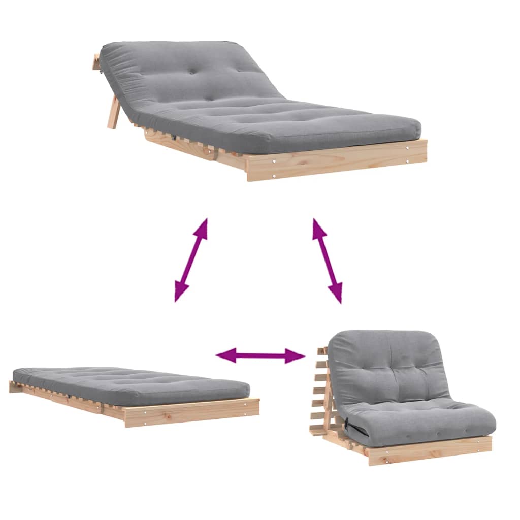 Futon slaapbank met matras 100x206x11 cm massief grenenhout