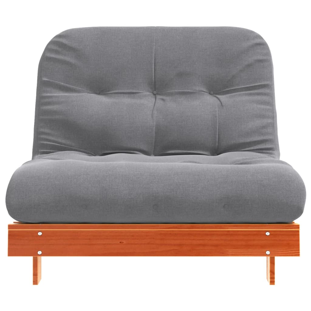 Futon slaapbank met matras 100x206x11 cm grenenhout wasbruin