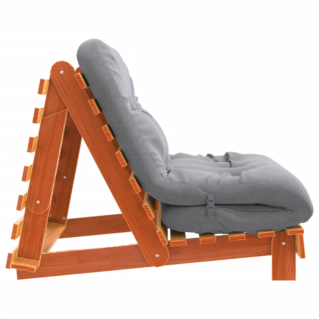 Futon slaapbank met matras 100x206x11 cm grenenhout wasbruin
