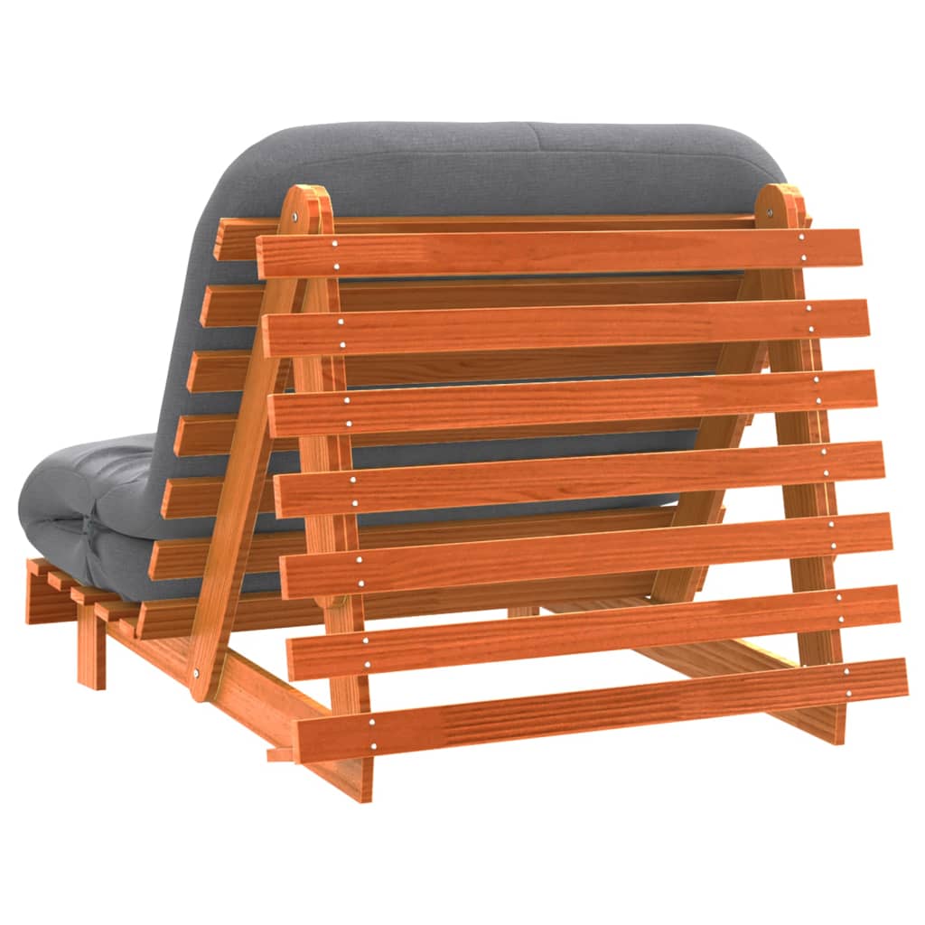 Futon slaapbank met matras 100x206x11 cm grenenhout wasbruin