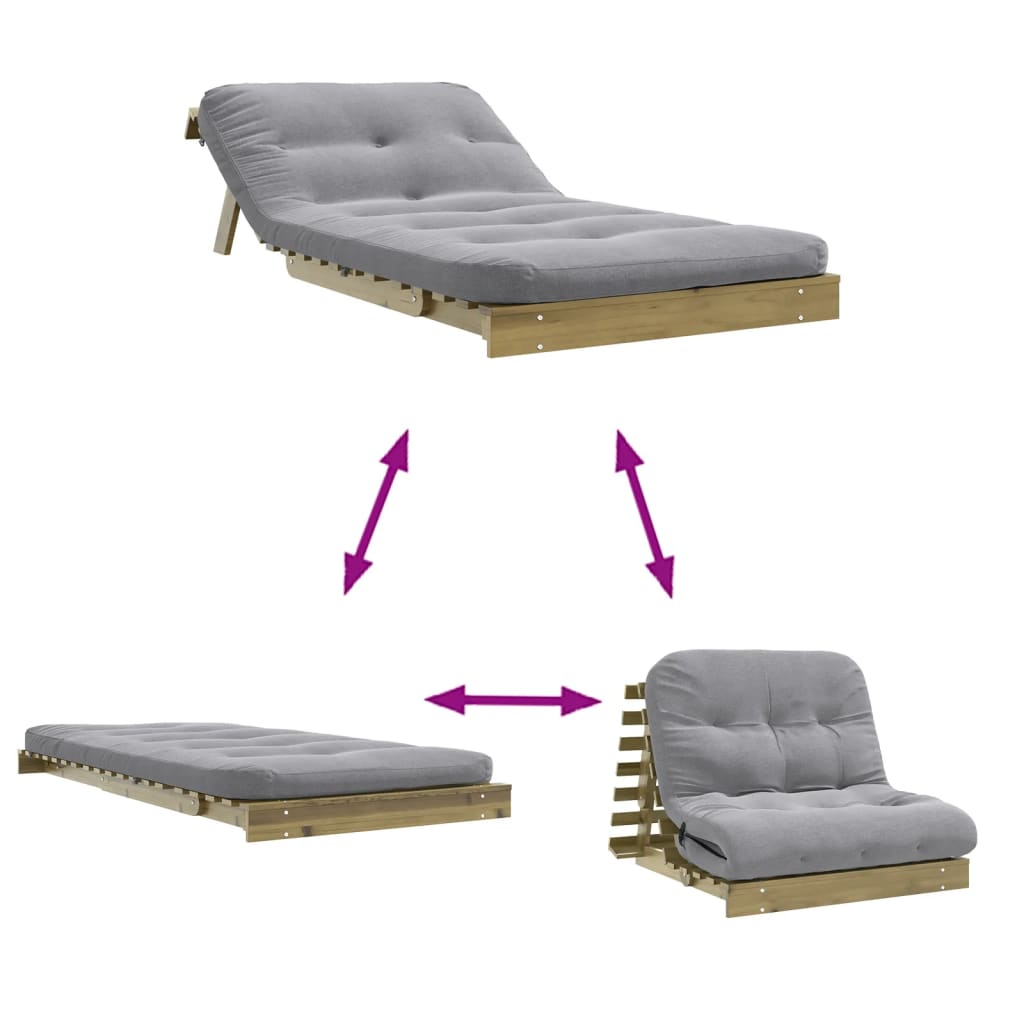 Futon slaapbank met matras 100x206x11 cm geïmpregneerd hout