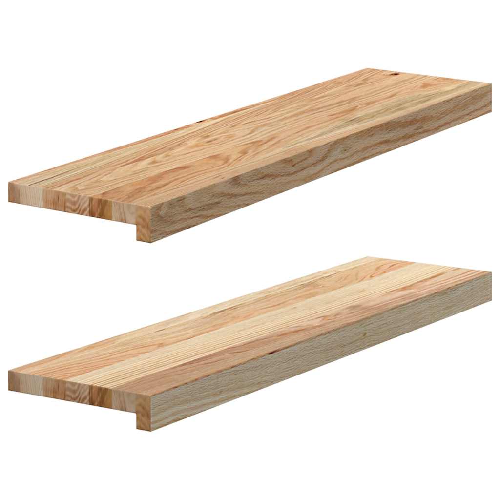 Vensterbanken 2 st onbehandeld 80x20x2 cm massief eikenhout