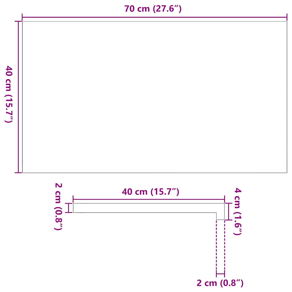 Vensterbanken 2 st onbehandeld 70x40x2 cm massief eikenhout