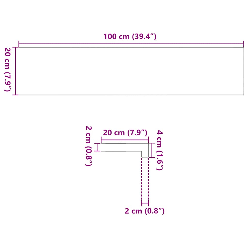 Vensterbanken 2 st 100x20x2 cm massief eikenhout lichtbruin