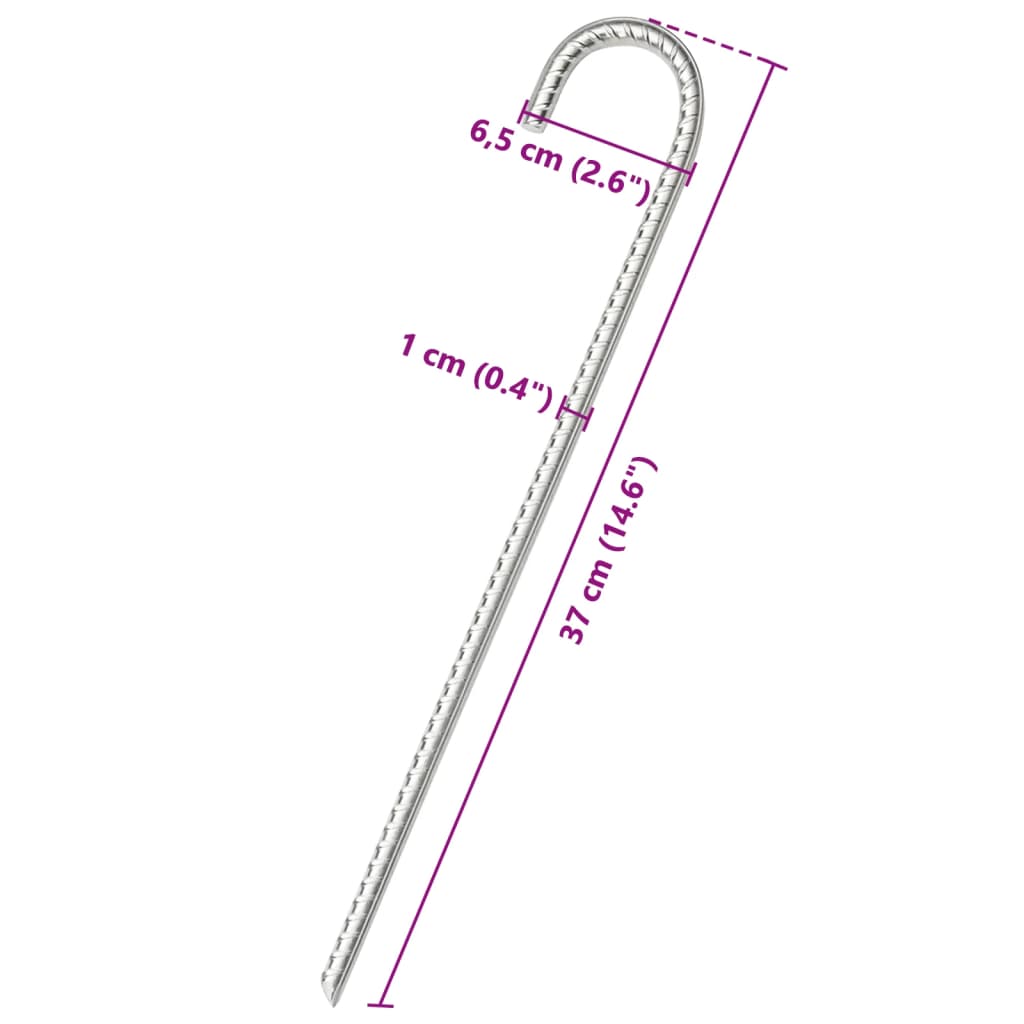 Tentharingen 6 st Ø10 mm 37 cm gegalvaniseerd staal