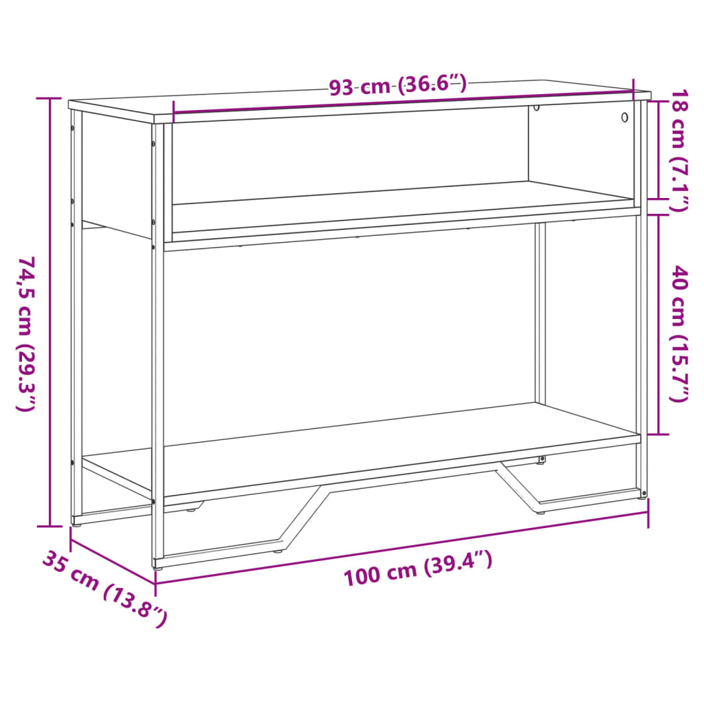 Wandtafel 100x35x74,5 cm bewerkt hout zwart