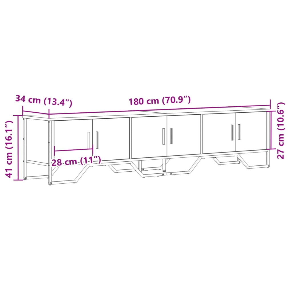 Tv-meubel 180x34x41 cm bewerkt hout zwart