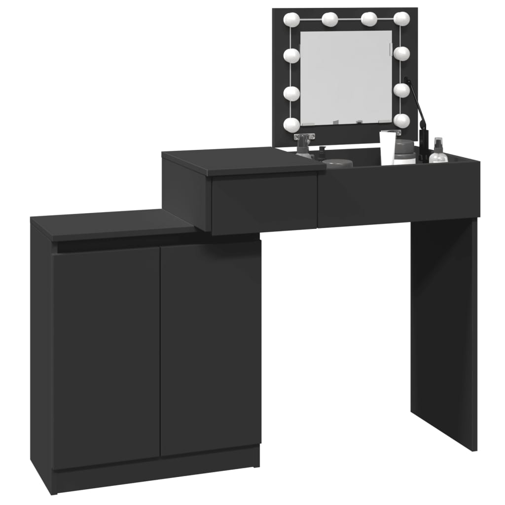 Kaptafel met LED-verlichting 115x37x110,5 cm zwart