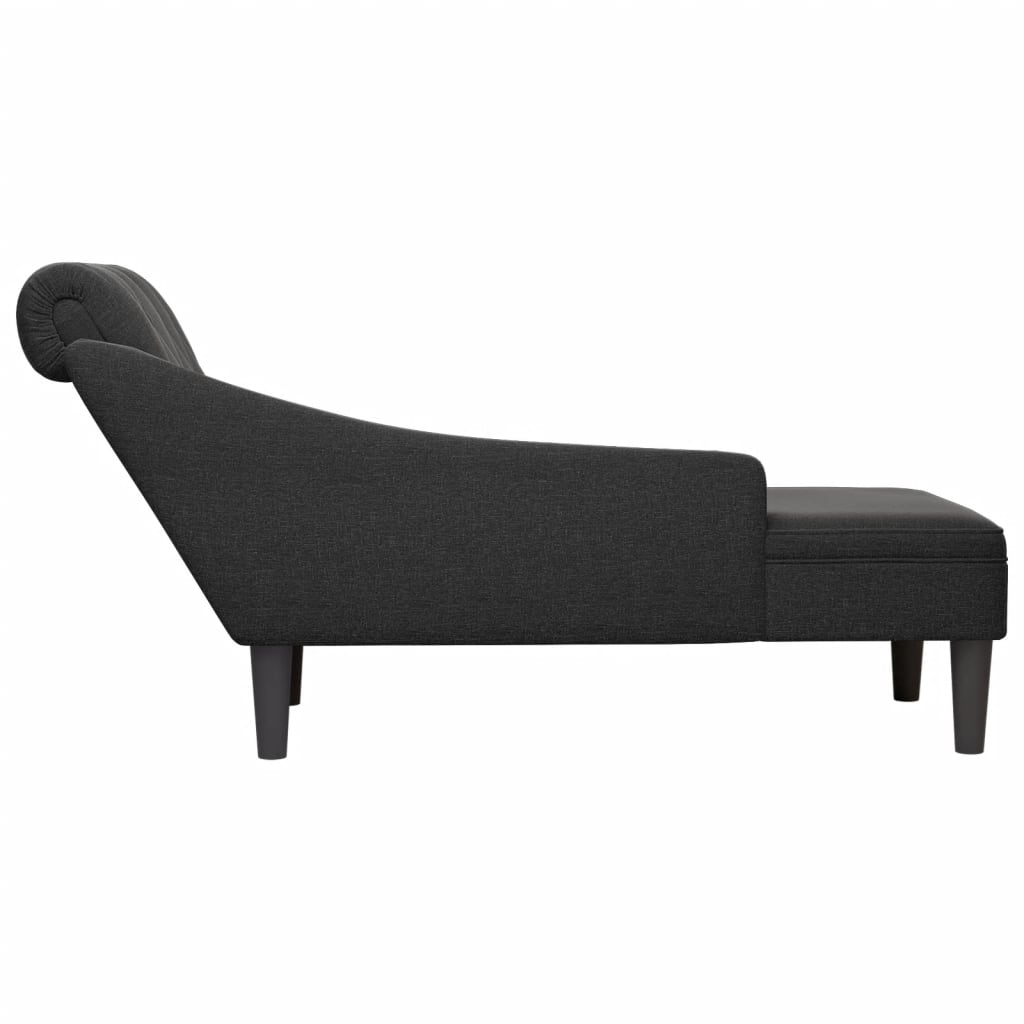 Chaise longue met kussen en rechterarmleuning stof zwart