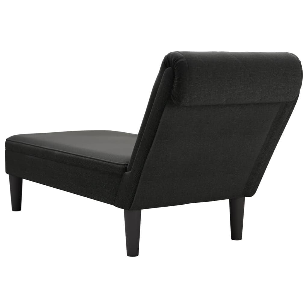 Chaise longue met kussen en rechterarmleuning stof zwart