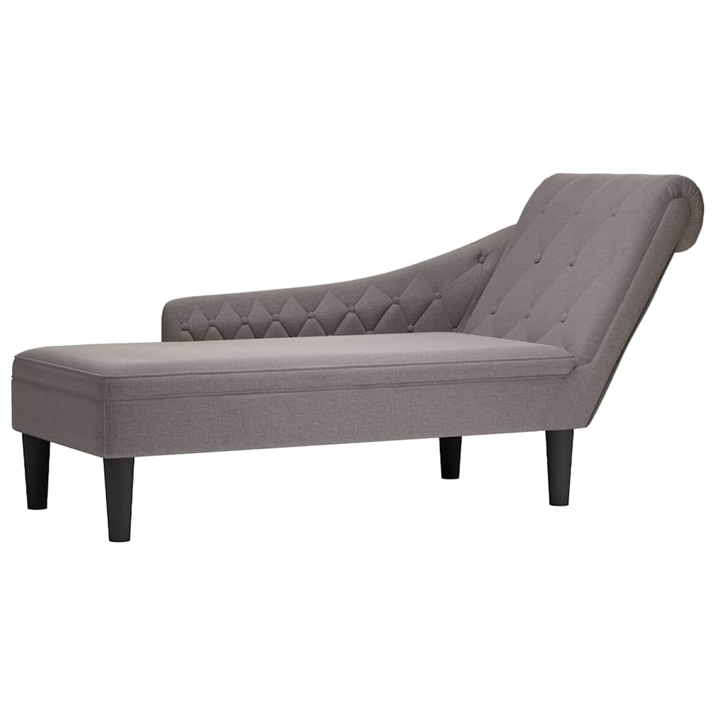 Chaise longue met kussen en rechterarmleuning stof taupe