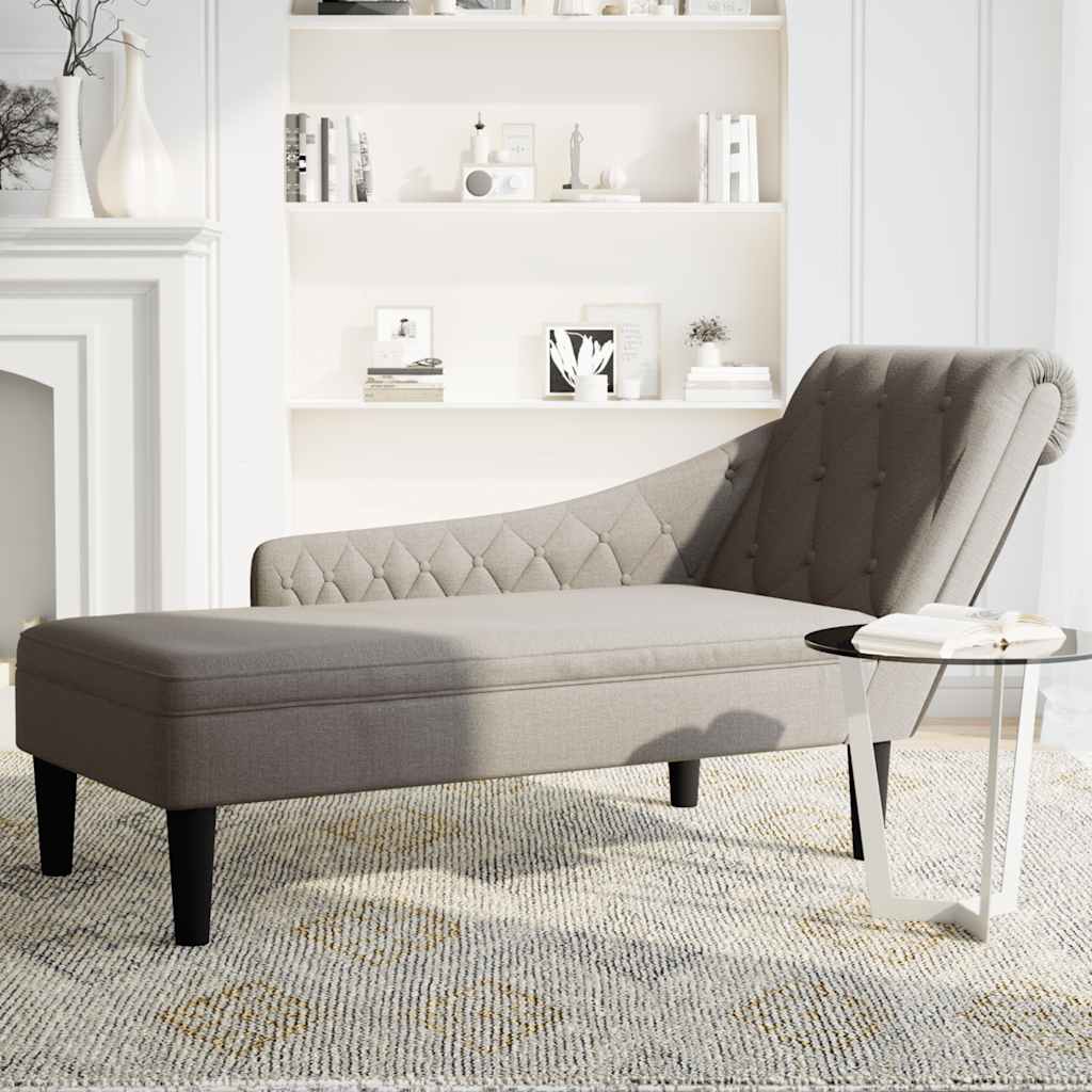 Chaise longue met kussen en rechterarmleuning stof taupe